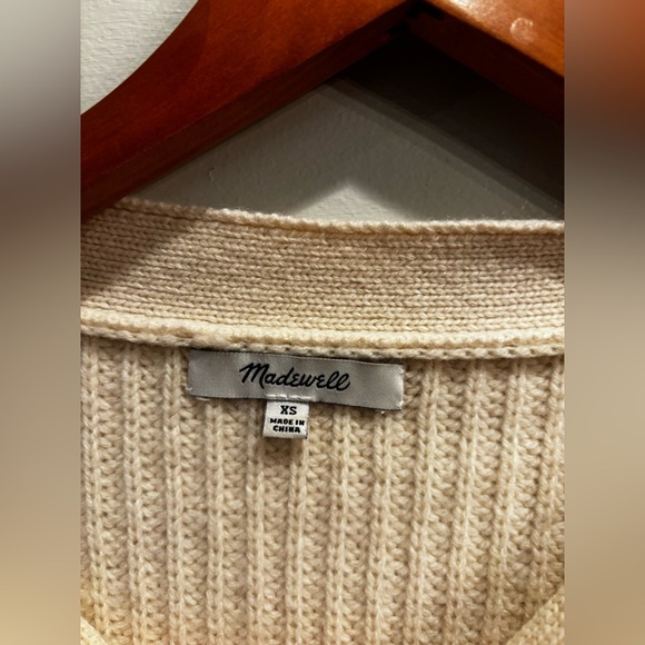 Madewell Beige Button-Shoulder Sweater wool warm winter cabin core cottage - Picture 6 of 15